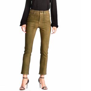 NWT Lauren Ralph Lauren Metallic High-Rise Skinny Ankle Jeans Olive SZ-14W